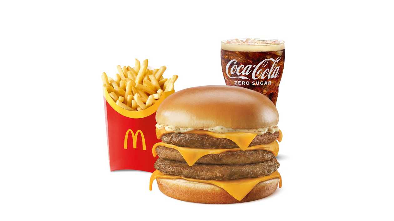 Triple Cheese-Pork burger Lar. Meal