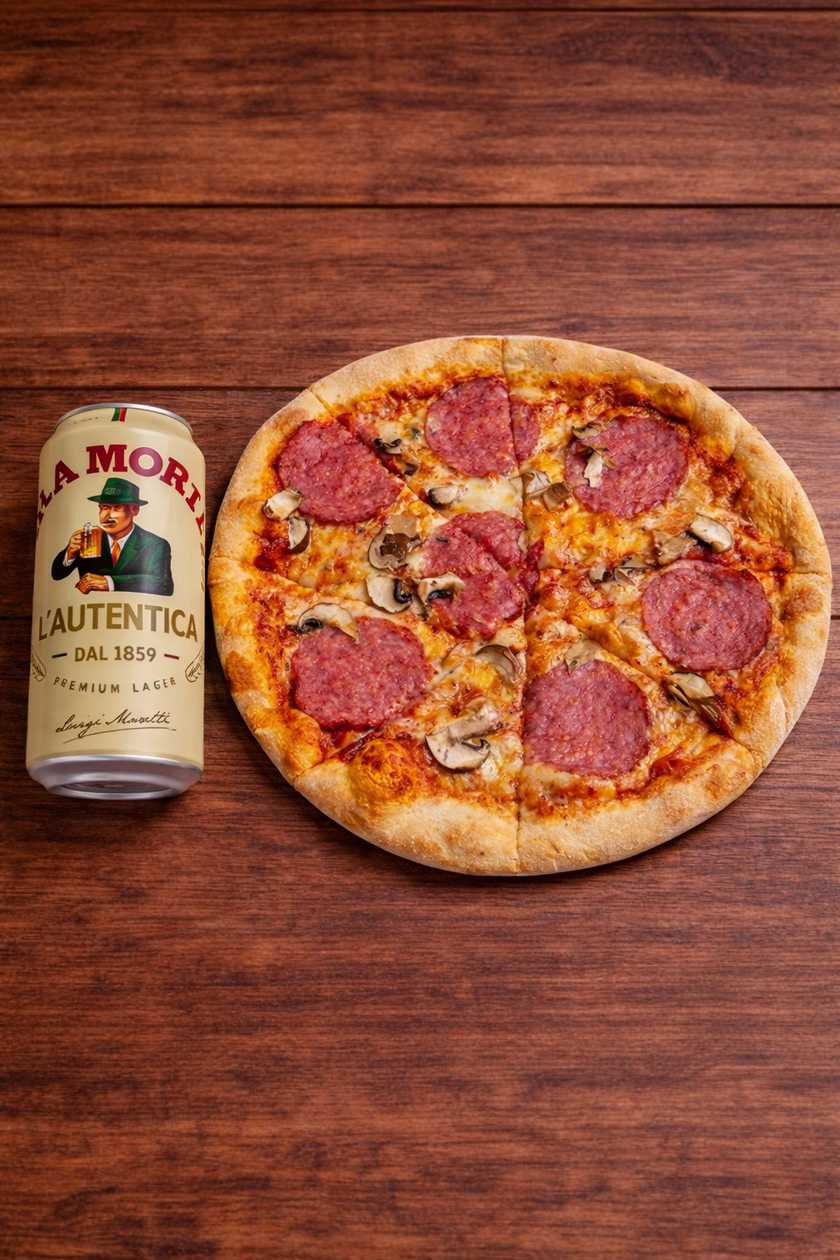 Capricciosa Pizza + Birra Moretti 0.5