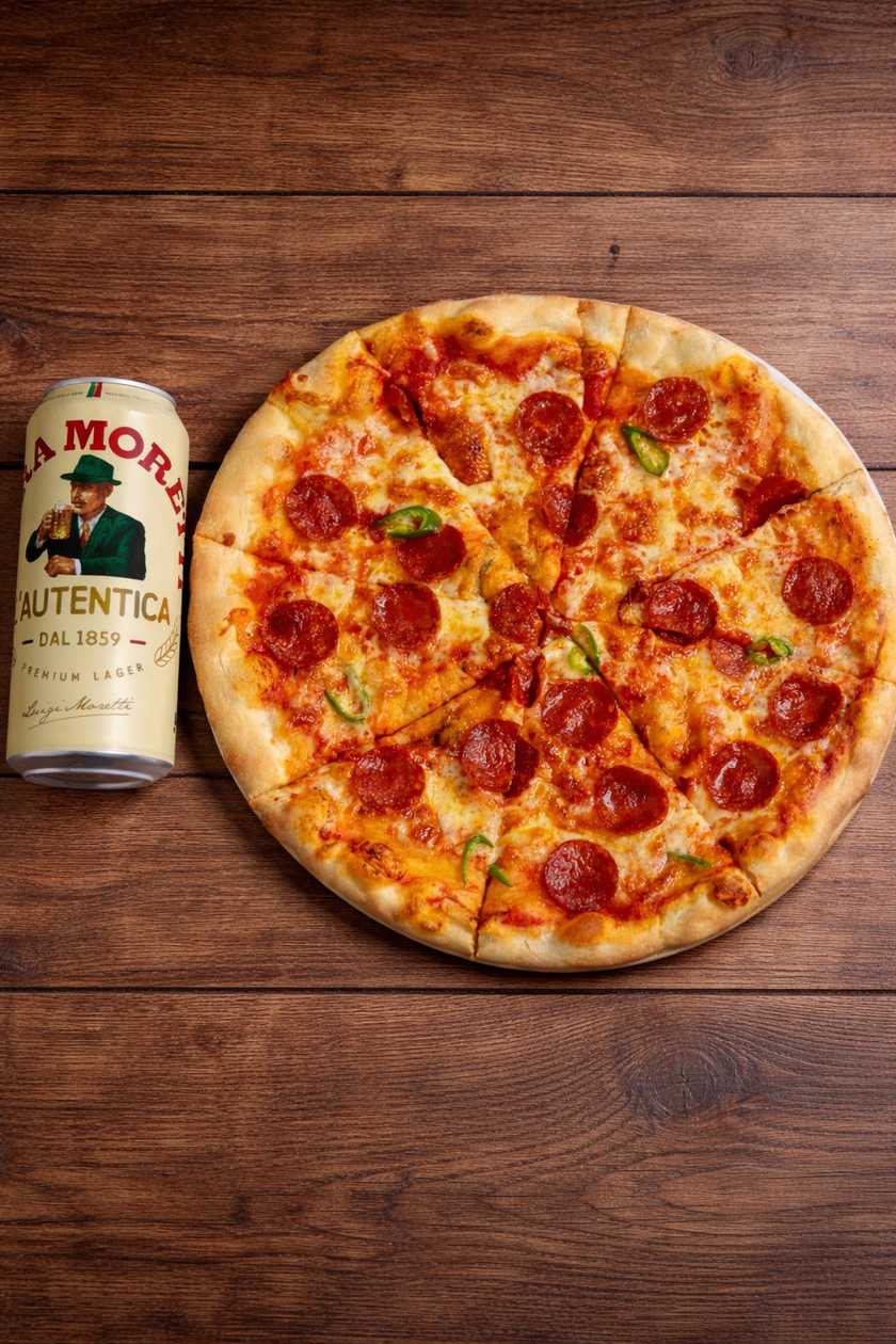 Diavolo Pizza + Moretti Beer 0.5