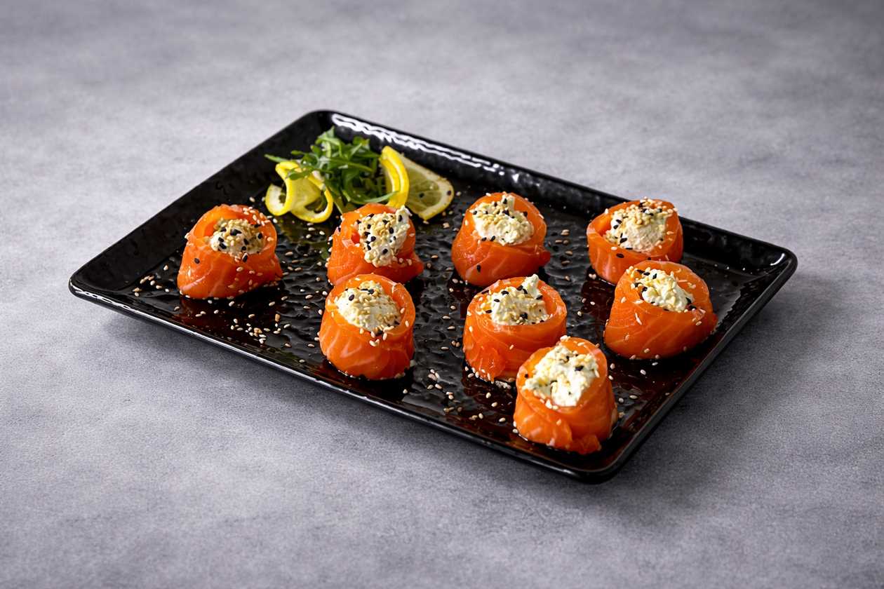 Рулети з лосося з рікотою