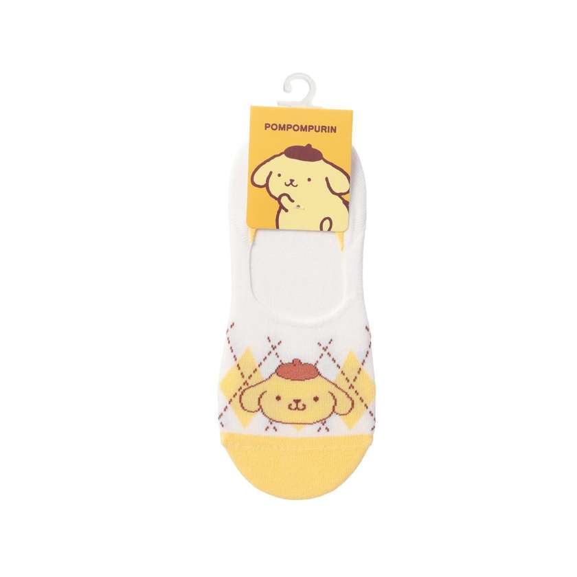 Sanrio characters Checkered No-Show Socks (1 Pair)(Pompompurin)