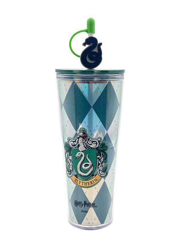 Harry Potter Double Wall Plastic Tumbler with Straw (800mL)(Green)