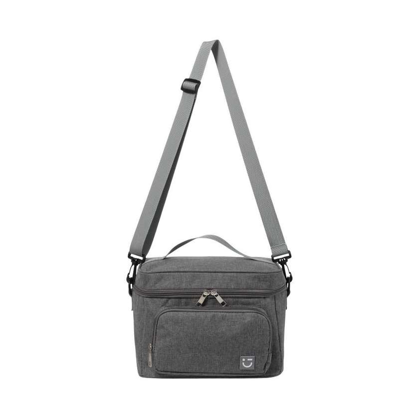 Solid Color Large Capacity Crossbody Lunch Bag (Gray)