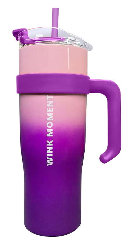 Gradient Steel Tumbler with Straw (1600mL)(Pink & Purple)