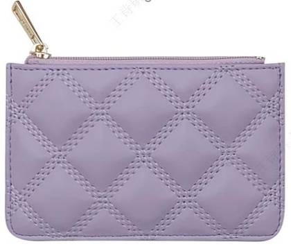 Womens Diamond Pattern Quilted Top Zip Coin Purse(Purple)