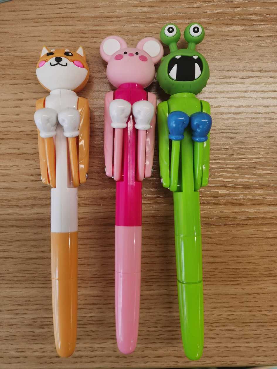 School Season Series Boxing Animals 1.0mm Funny Ballpoint Pen - Black ink, 3 Assorted Designs