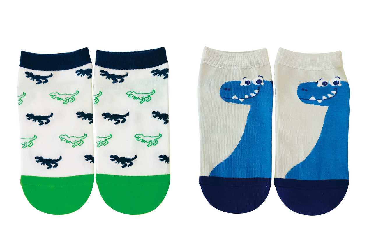 Dinosaur Series Kids Ankle Socks (2 Pairs)(Navy, 5-7Y)