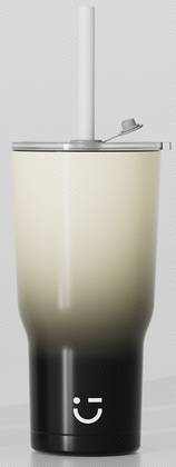 Gradient Color Steel Bottle with Straw 580mL(Black)