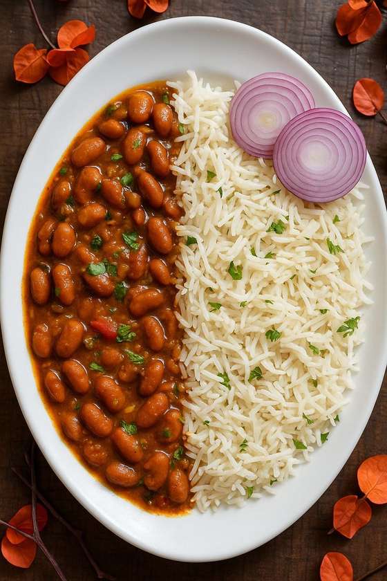Plain rice with Beans stew