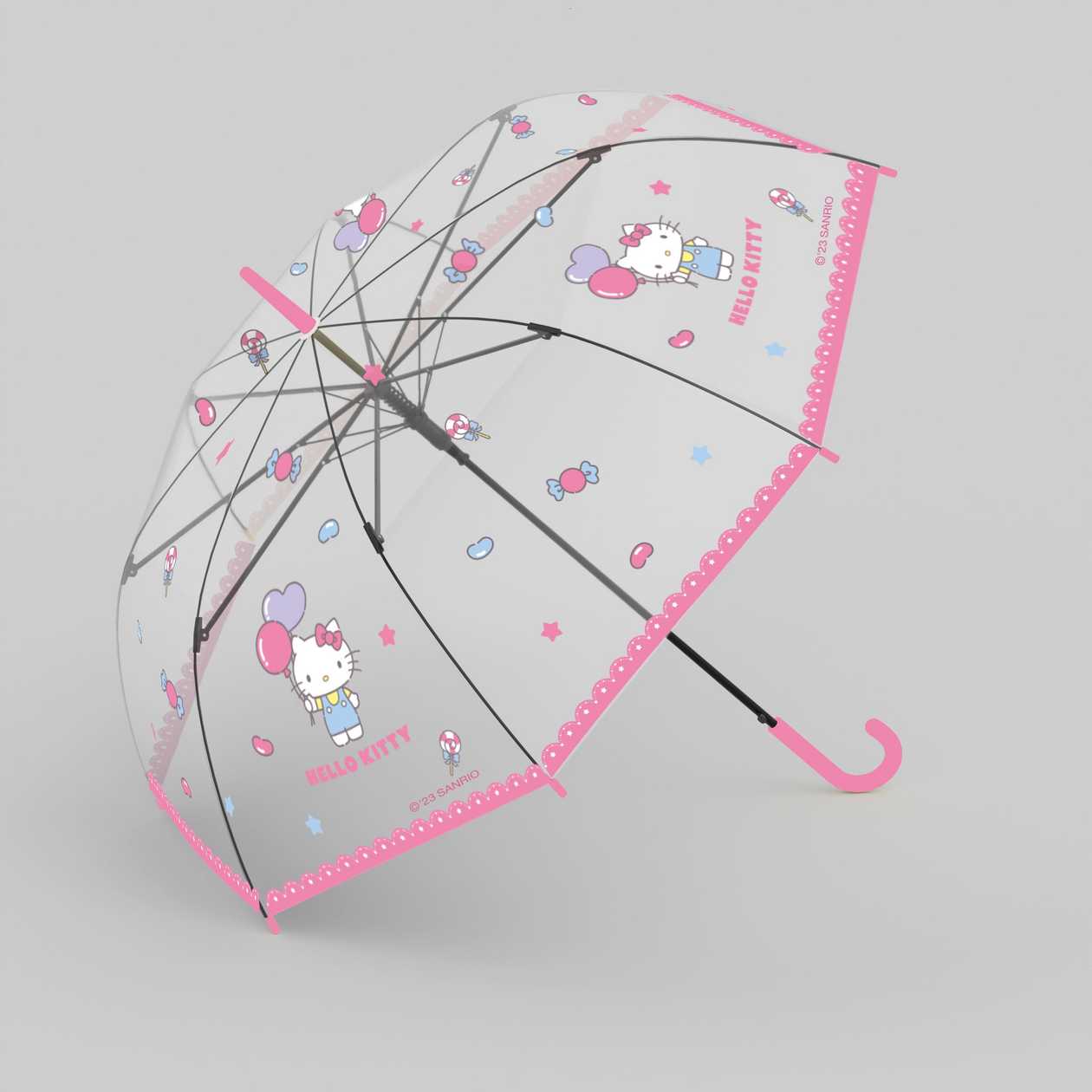 Sanrio characters Transparent Long-handled Umbrella(Hello Kitty)
