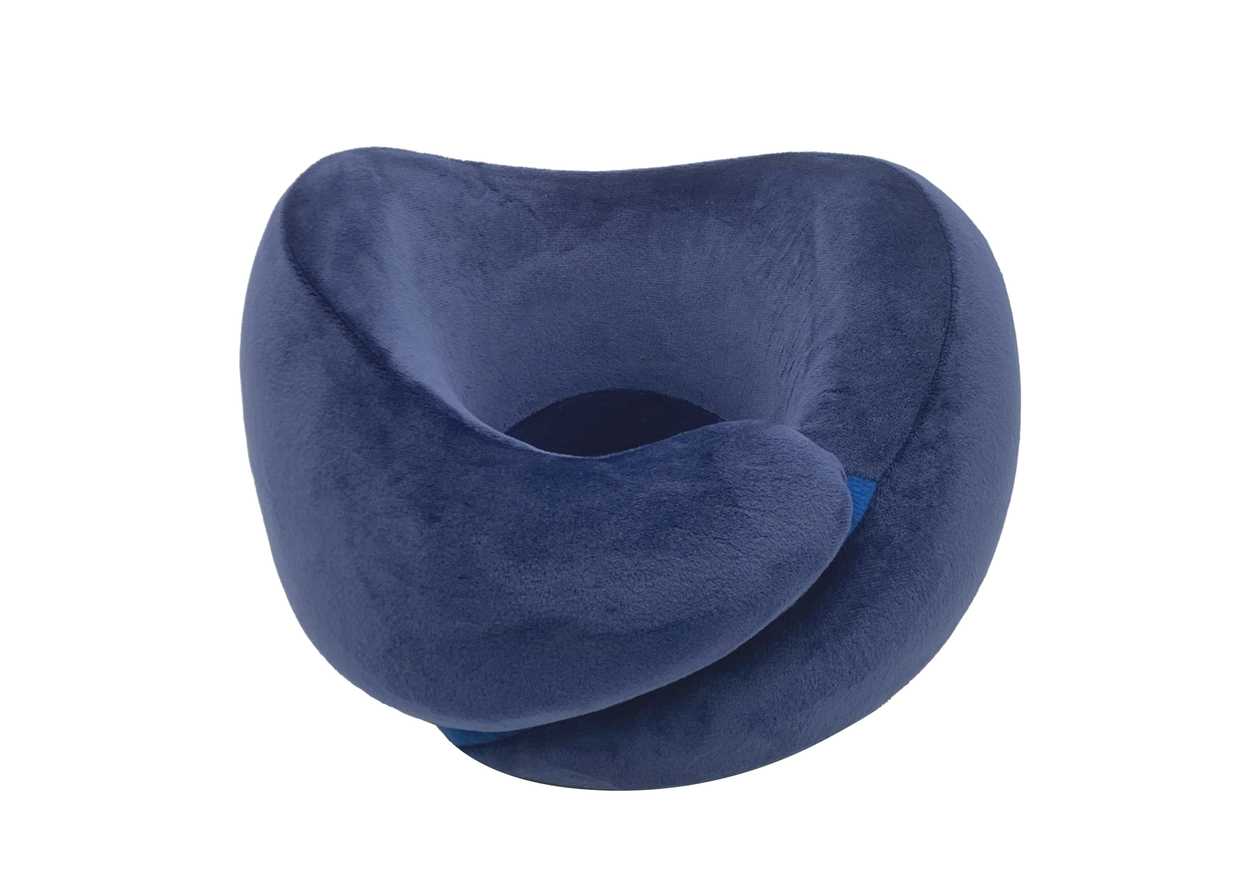 Foldable Number Zero Neck Pillow with Hook(Dark Blue)