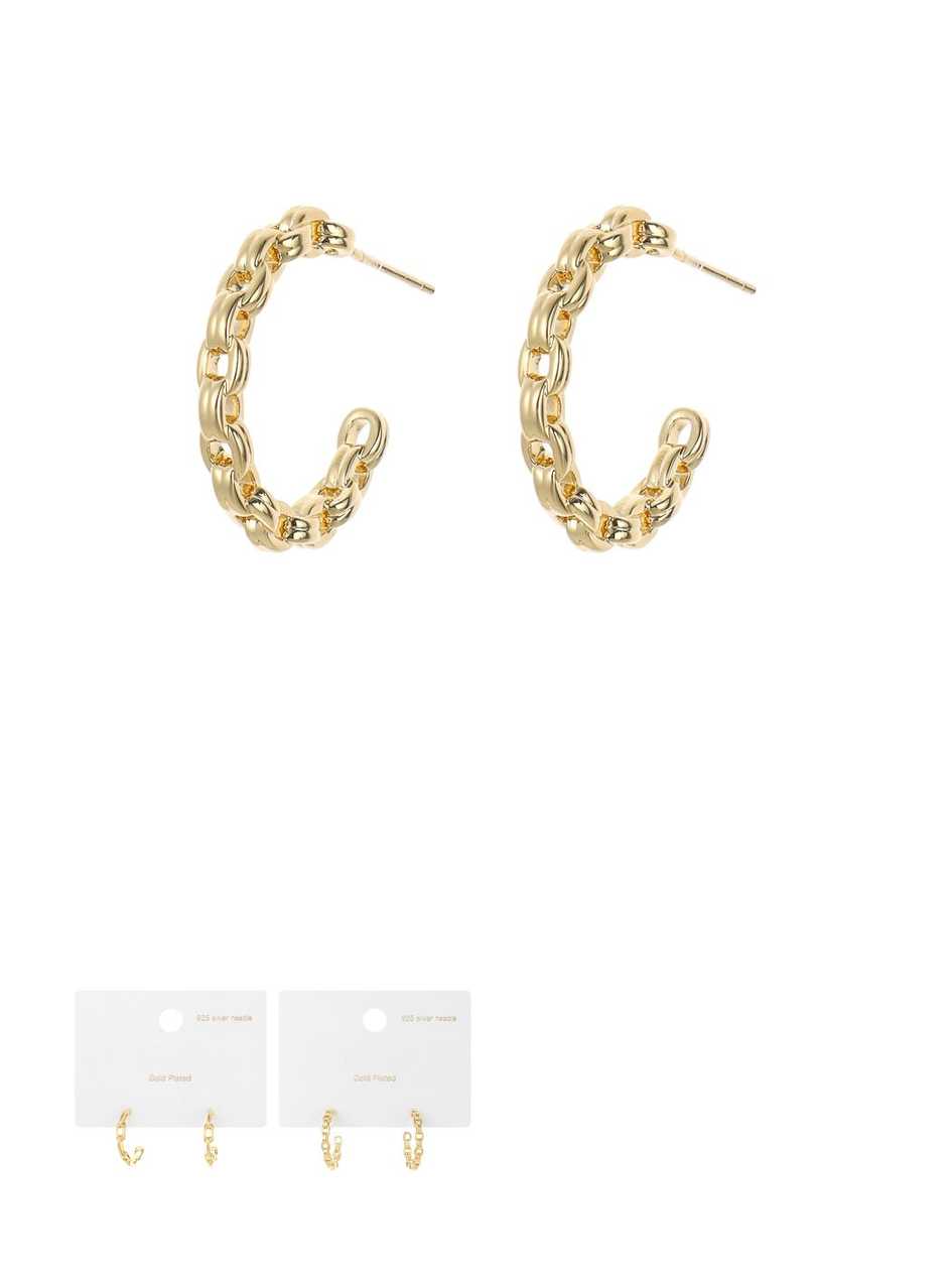 Chain 925 Silver Needle Hoop Earrings