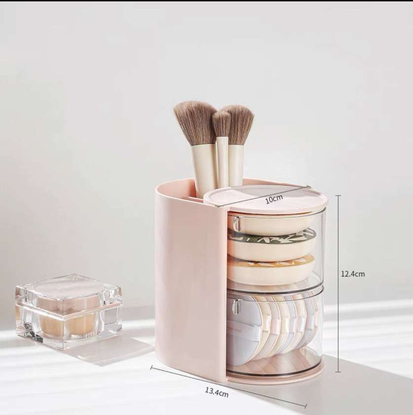 Two-Tier Rotating Makeup Organizer(Pink)