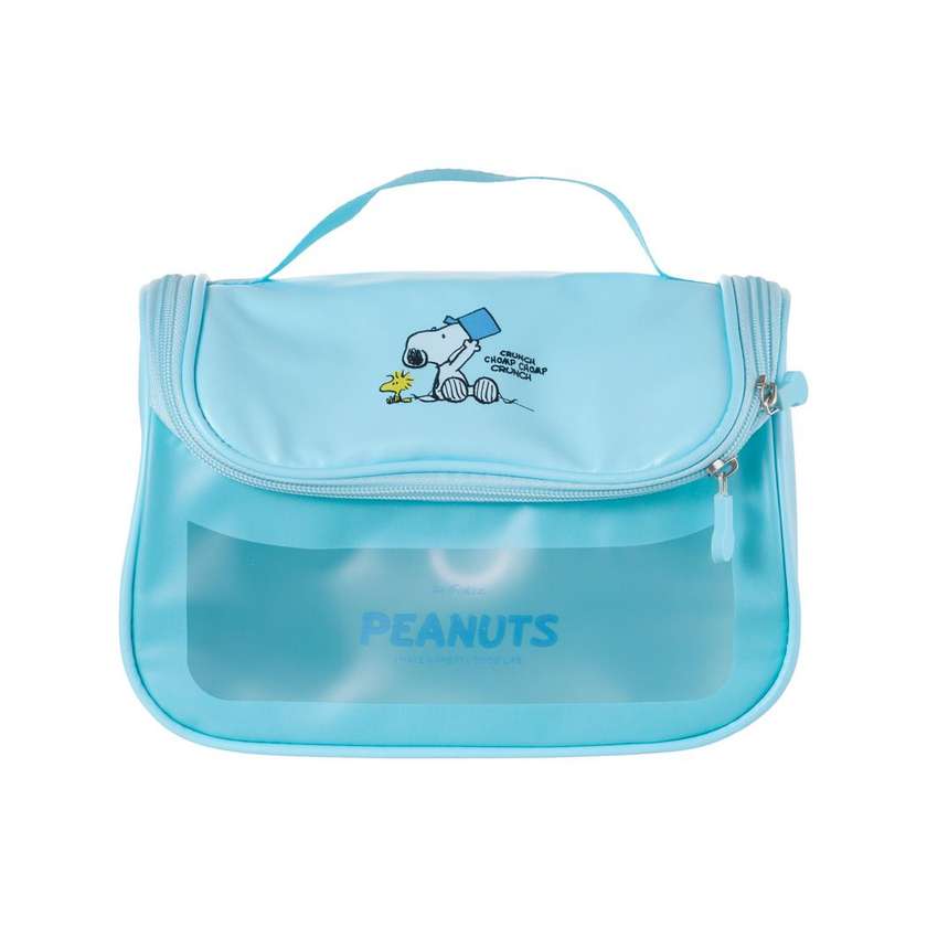 Snoopy Colorful Life Collection Toiletry Bag with Hook and Zipper (Blue)