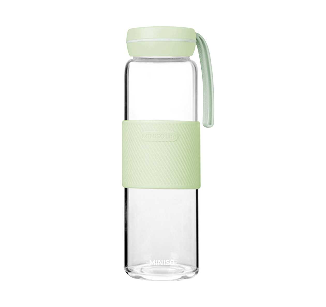 Solid Color Handle High Borosilicate Glass Bottle 500mL(Green)