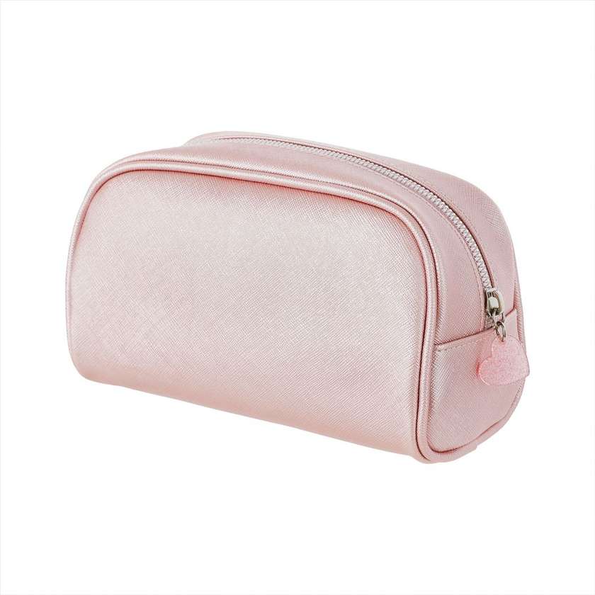 Rectangular Pearlized Pink Cosmetic Bag with Round Edge(Pink)
