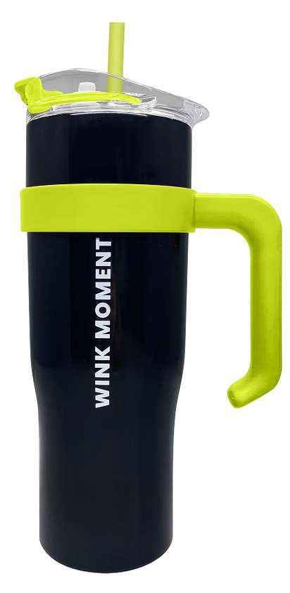 Solid Color Steel Tumbler with Straw (1600mL)(Black)