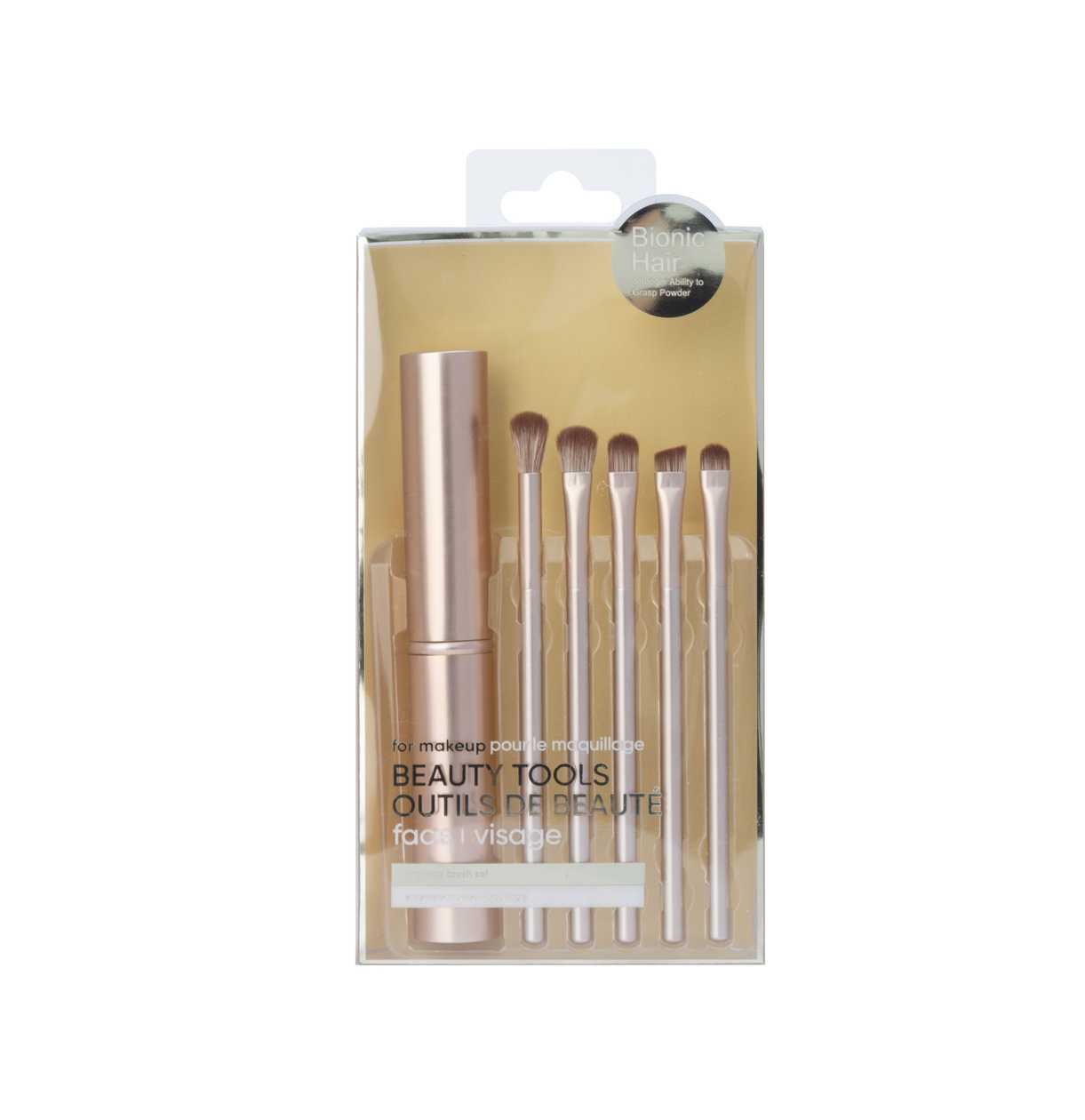 Portable Eye Makeup Brushes Set with Holder (5 pcs, Gold)