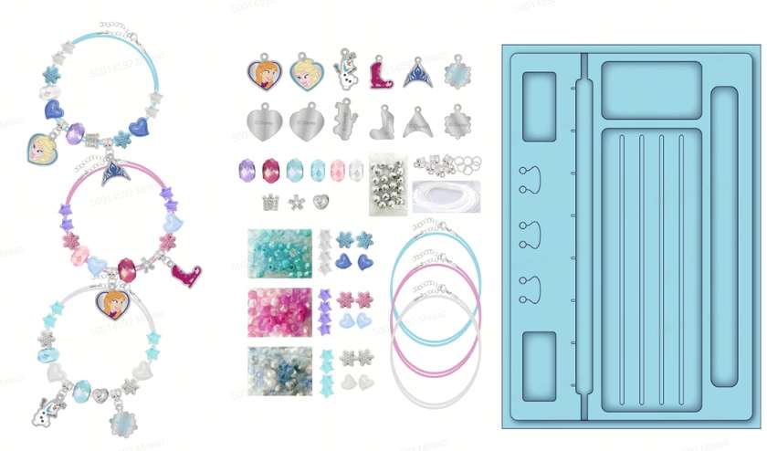 Disney Frozen Collection Shiny Bead Bracelet Making Kit (Knitter Included)