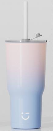 Gradient Color Steel Bottle with Straw 580mL(Pink)