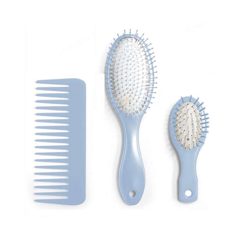 Classic Comfortable Series Cushion Massager Hair Brush & Comb Set (Baby Blue)