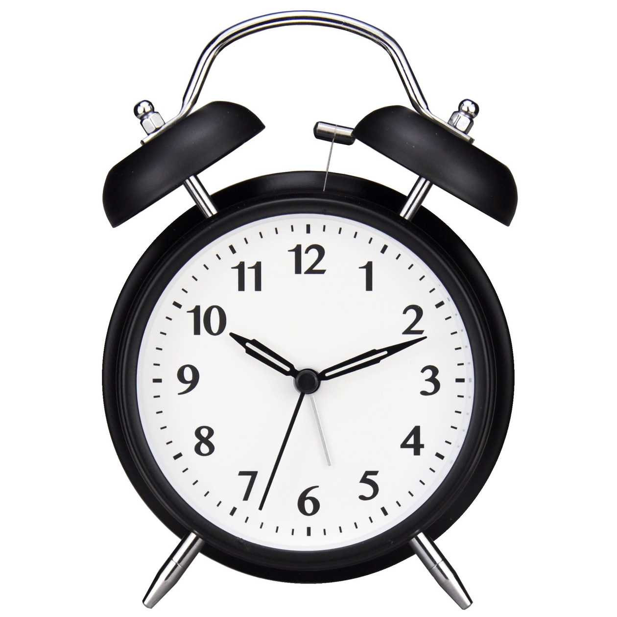 Black & White Series Twin Bell Alarm Clock (Black Matte)