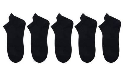 Mens Ankle Socks (5 Pairs)(Black)