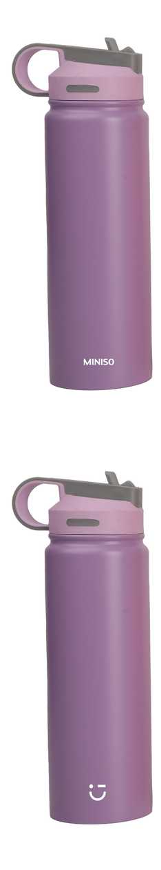 Solid Color Stainless Steel Bottle with Handle and Straw Lid (900mL) (Purple)