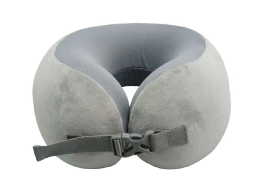 Adjustable Solid Color Memory Foam Neck Pillow(Gray)