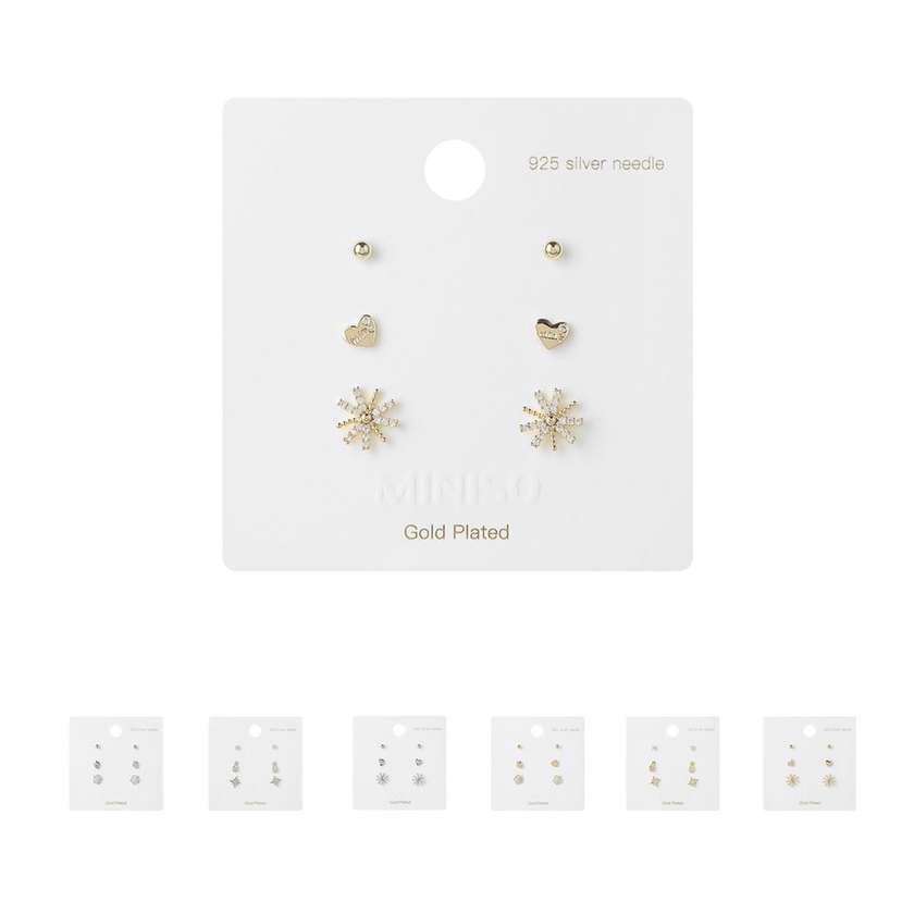 Fresh Series Stud Earrings with Sterling Silver Needles (6 pcs)
