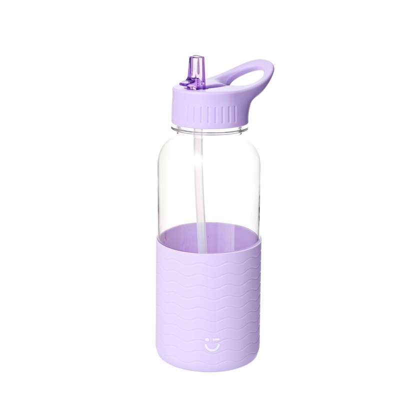 Plastic Water Bottle with Handle and Solid Color Sleeve (1000mL)(Purple)