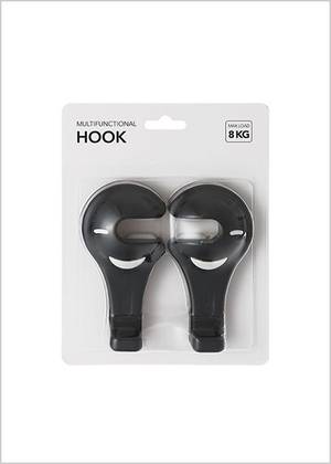 Simple Car Headrest Hanger Hook 2 Pack (Black)