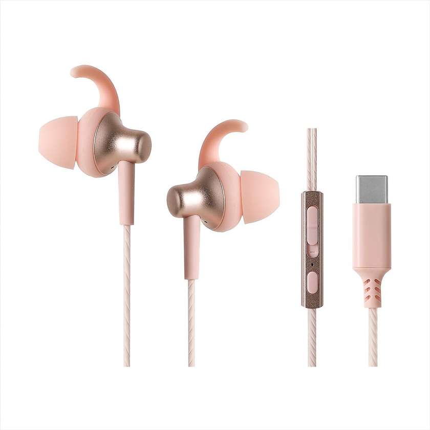 Type-C Metal In-Ear Earphones with Wings Model: 8447T# (Pink)