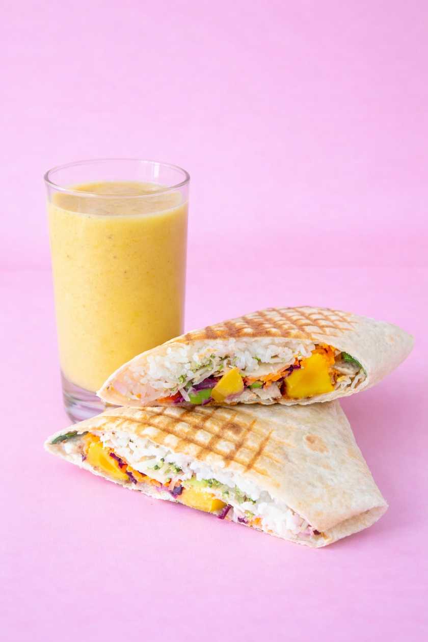 Chicken-Mango Wrap + Mango Smoothie Combo
