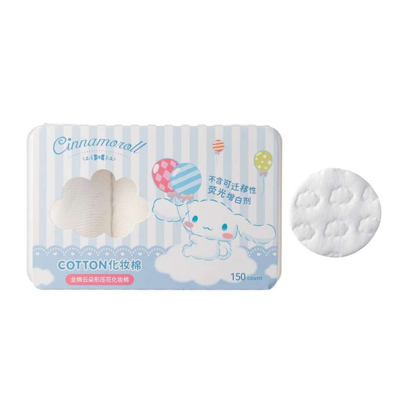 Cinnamoroll Pure Cotton Cloud Print Cotton Pads 150 Count (in Box)