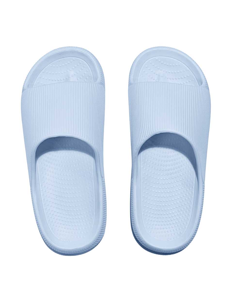 Womens Bathroom Slippers with Stripes and Dots(37-38,Blue)