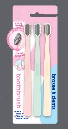 Wide Head Spiral Bristles Toothbrushes (3 Count)
