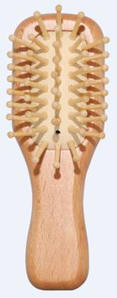 Harmony Series Mini Paddle Wood-Bristled Cushion Hairbrush