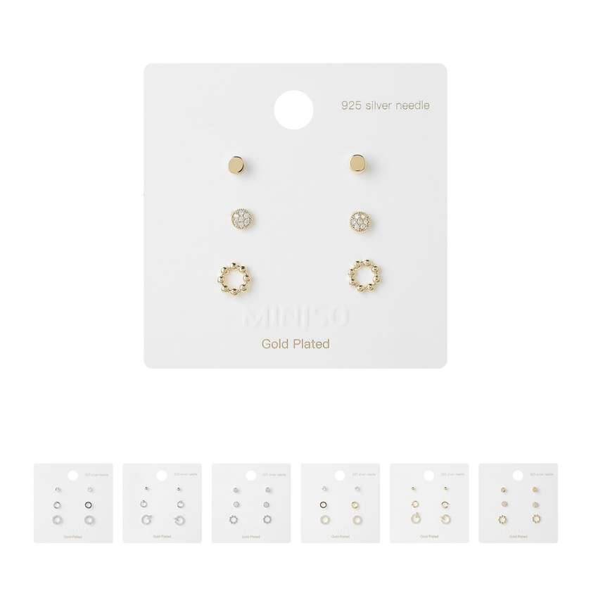 Minimalist Series Stud Earrings with Sterling Silver Needles (6 pcs)