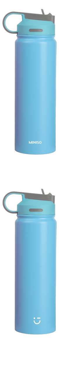 Solid Color Stainless Steel Bottle with Handle and Straw Lid (900mL)(Blue)