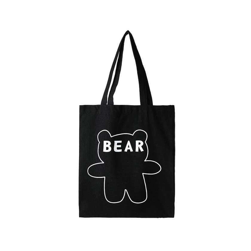 Vertical Shoulder Shopping Bag with Cool Bear Design(Black)