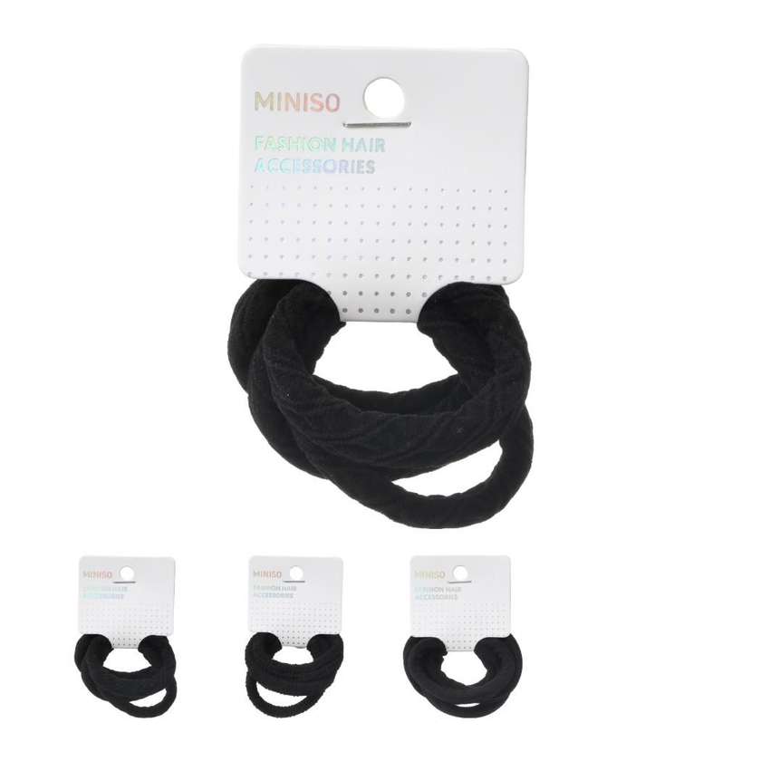 Textured Black Hair Tie (4 pcs)