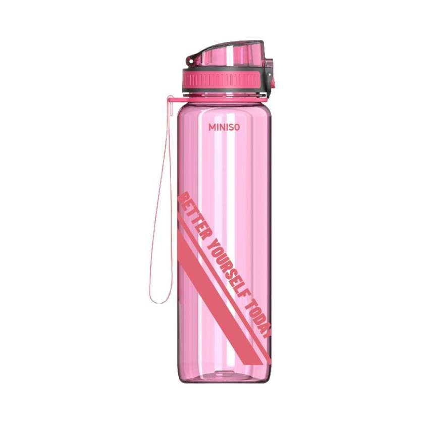 Sports TRITAN Cup Series with Tea Filter and Strap Plastic Bottle 1000mL(Rosy)