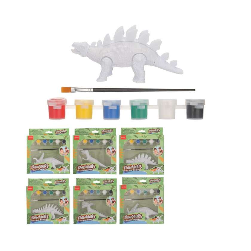 Dinosaur Series Coloring Dinosaur (6 Colors, 1 Brush) (6 Assorted Models)