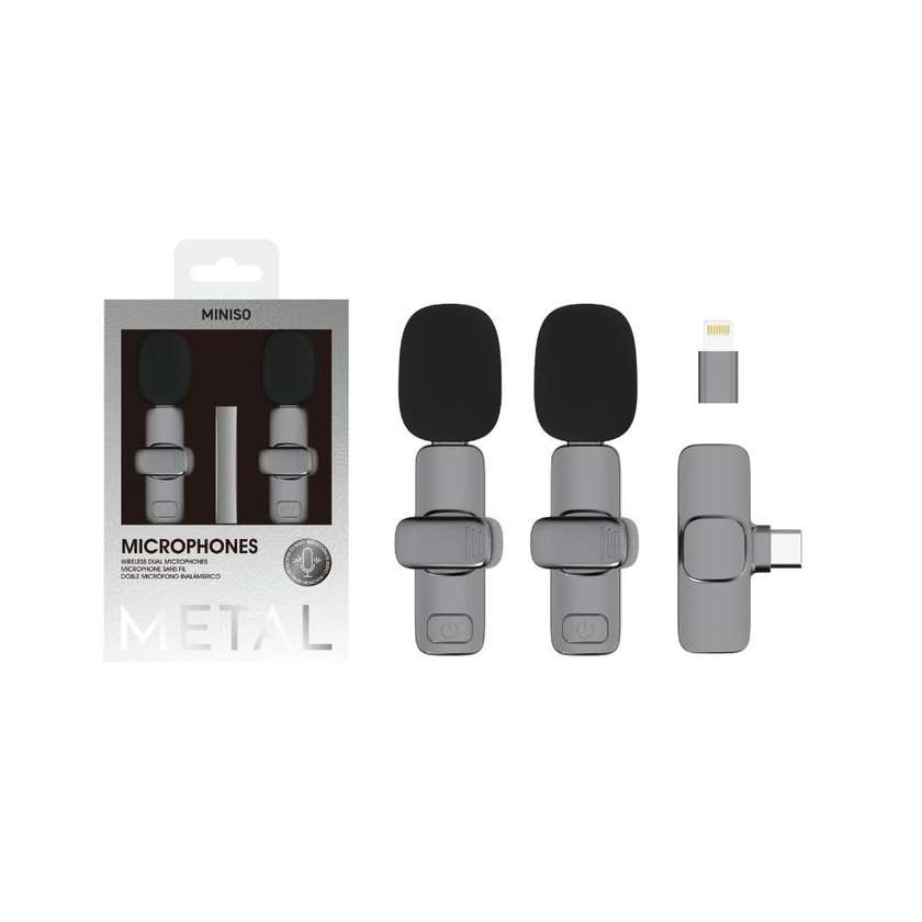 Mini Wireless Dual Microphones for Phones Model: SW-MCW05(Dark Gray)