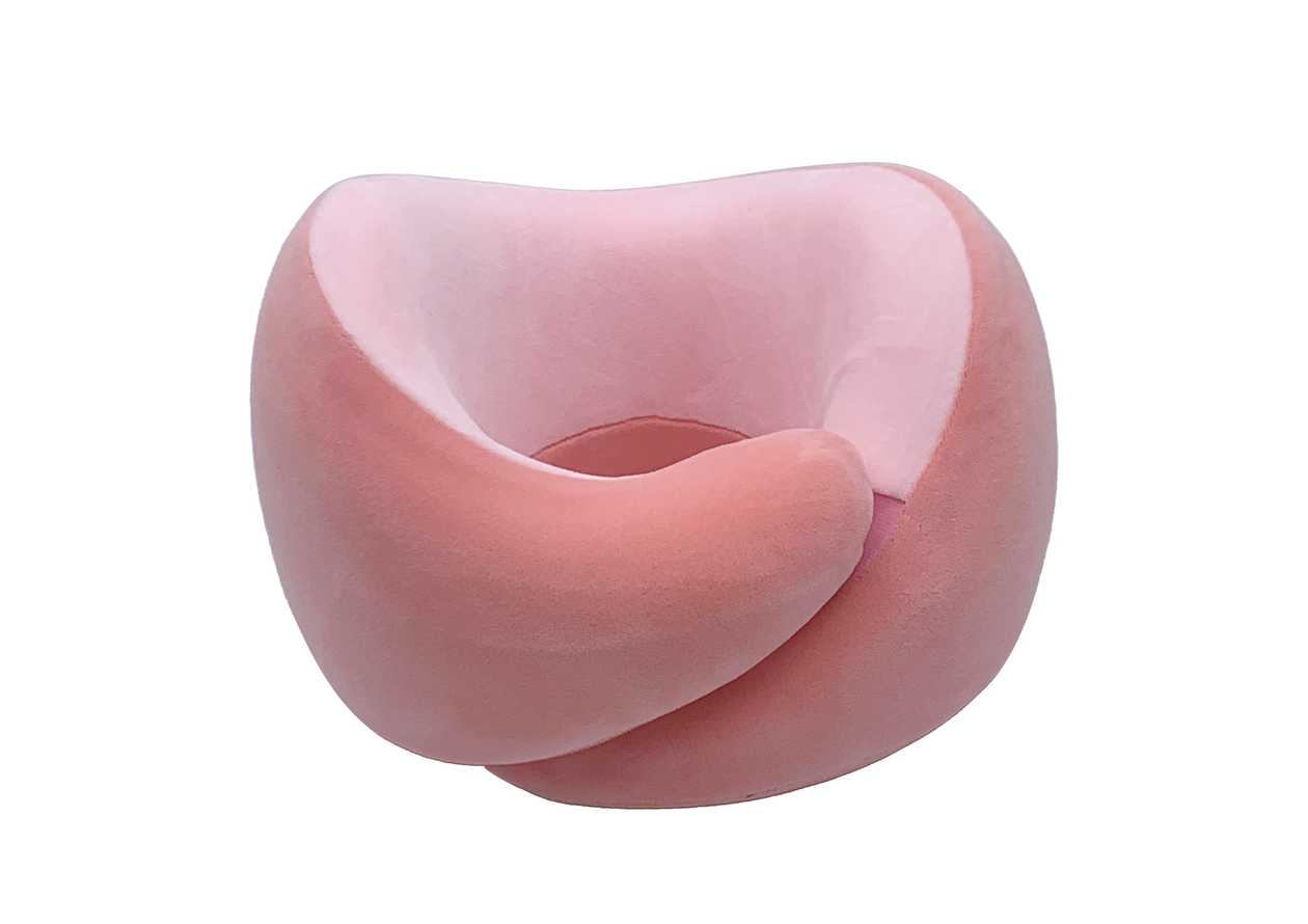 Foldable Number Zero Neck Pillow with Hook(Pink)