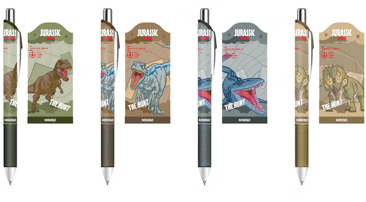 Jurassic World Collection Surprise Box Gel Pen (0.5mm, Black) (4 Assorted Models) (PDQ)