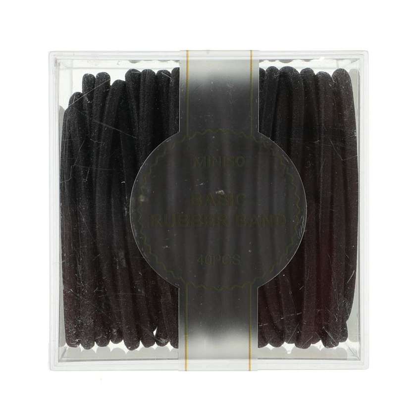 Black Hair Ties with Container (40 pcs)