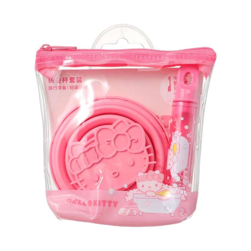 Hello Kitty Foldable Toothbrush & Bathroom Cup