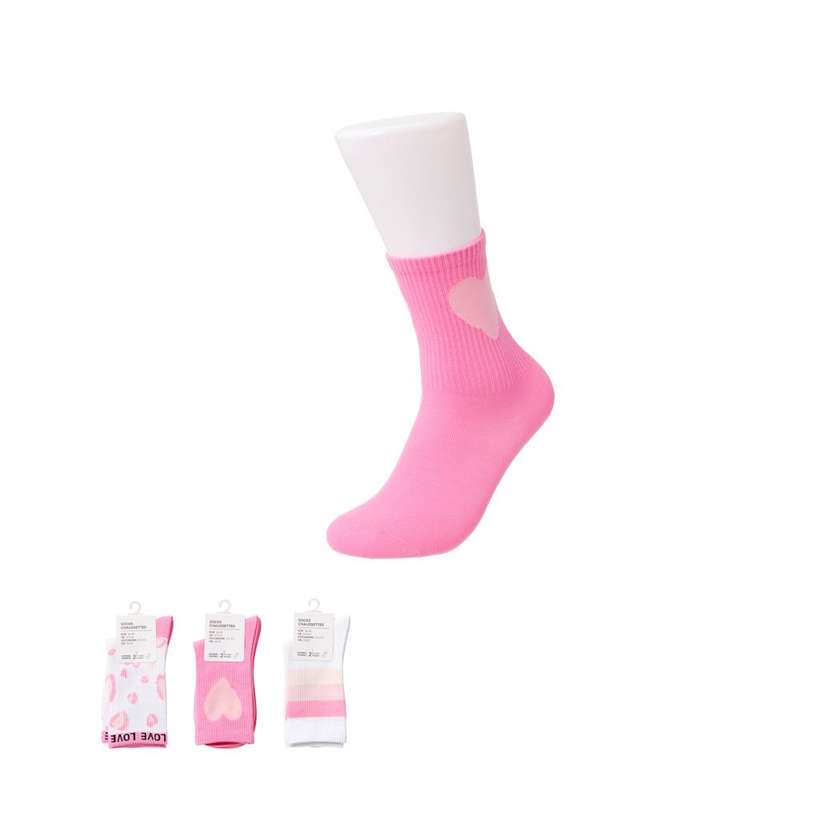 Fashion Womens Crew Socks (2 Pairs)(Pink)